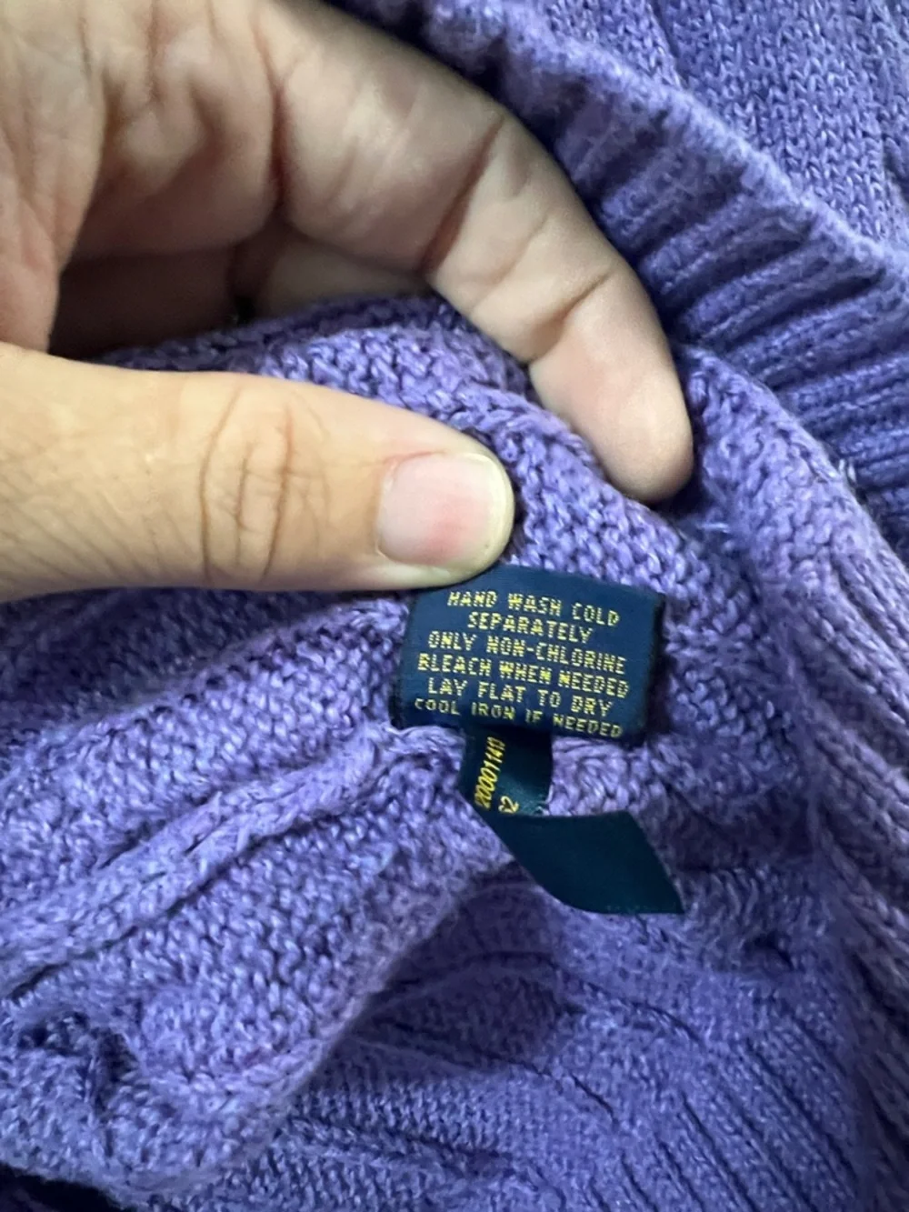 Polo by Ralph Lauren Purple Cable-Knit Crewneck Sweater - Picture 4 of 7